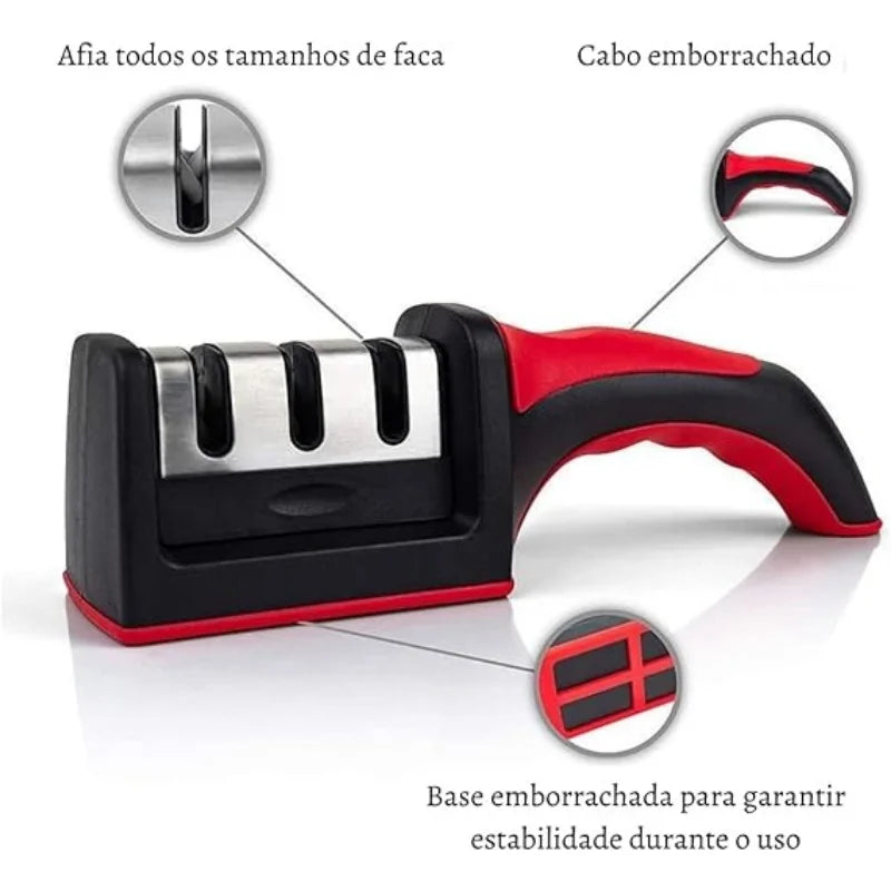 Afiador Amolador de Facas Manual Portátil Moderno Para Cozinha - Marblue