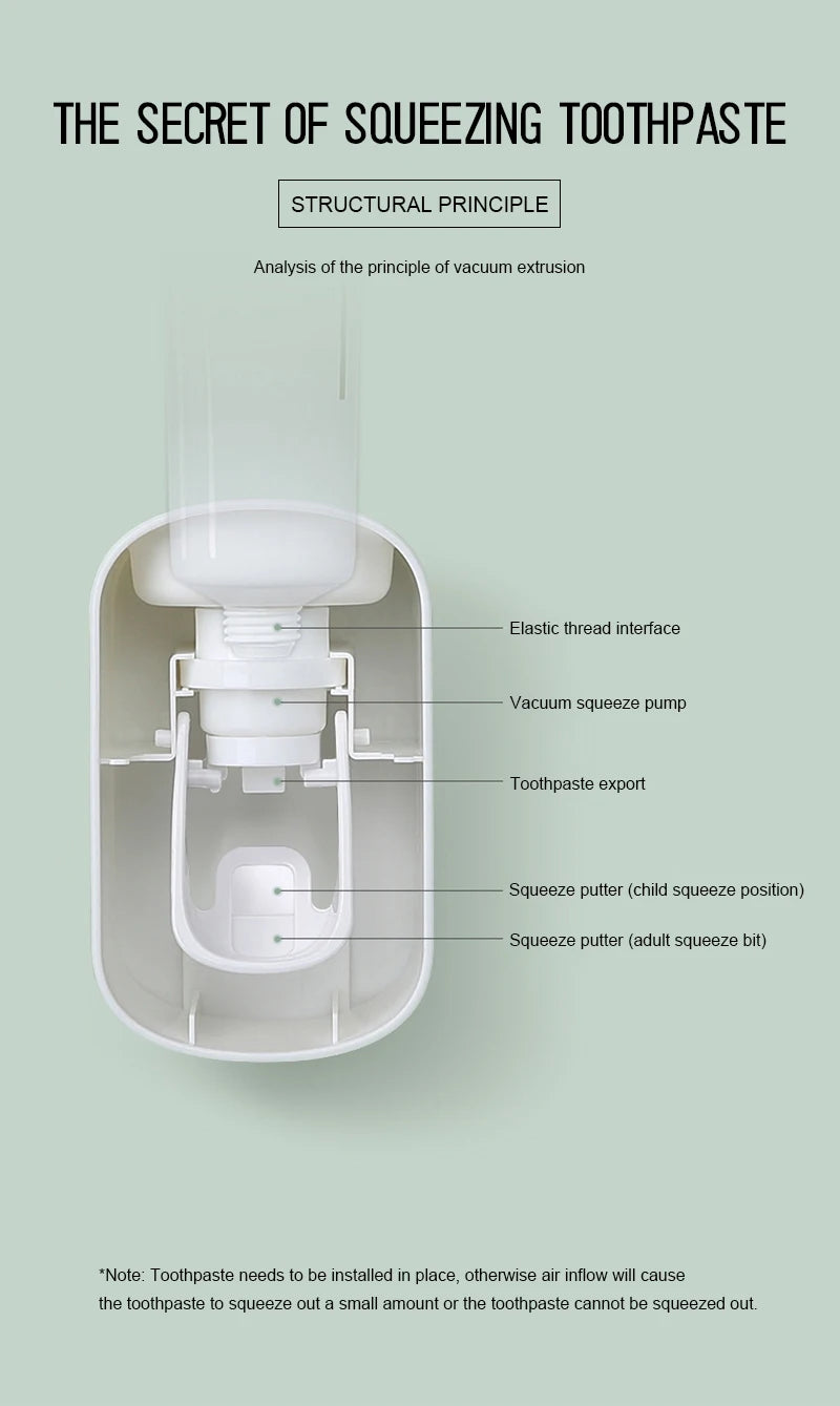 Dispenser Automático de Pasta de Dente e Suporte de Escova de Dentes