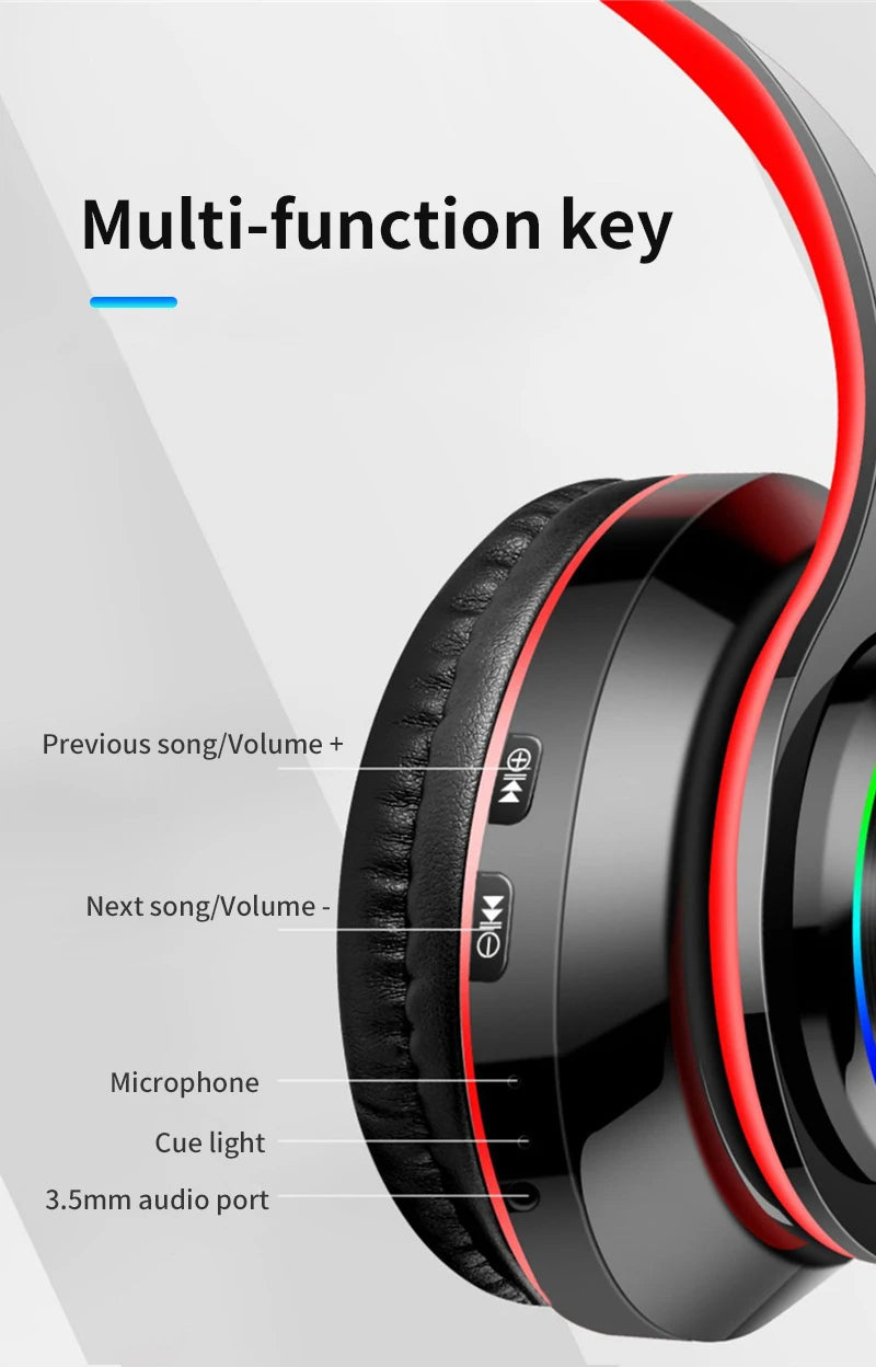 Wireless Bluetooth 5.0 Headphone With Microphone On-Ear Headset Stereo Sound Earphones Sports Gaming Foldable Headphones B39