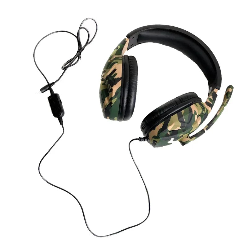 Camouflage Gamer Headset com Microfone - PS4, Xbox One, Series e PC