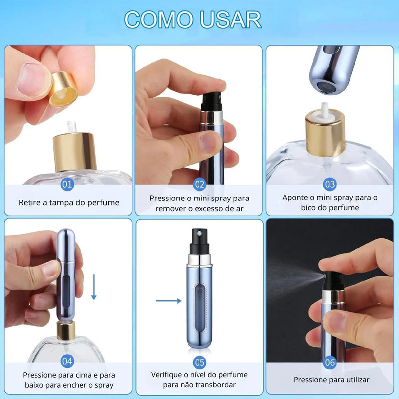 Frasco de Perfume Mini Spray Portátil 5ml - 2 Unidades Recarregáveis